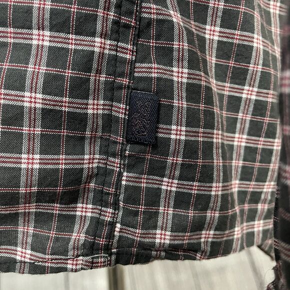 John Varvatos Men's Large Black & Red Check Long Sleeve Button-Front Shirt - Picture 6 of 8